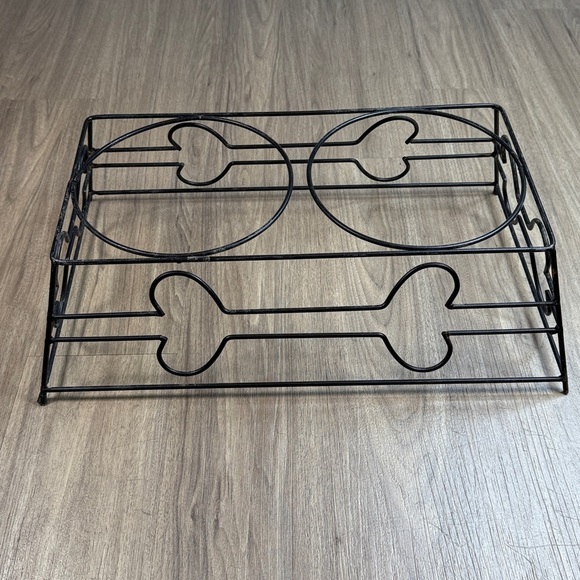 Black Metal Dog Bowl Stand Pet - Picture 3 of 7